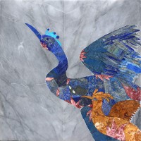 Aqib Faiz, 21 x 21 Inch, Lapis Lazull, Turguoise, nowshera pink, onyx multi inlay in gray marble, Figurative Painting, AC-AQF-016